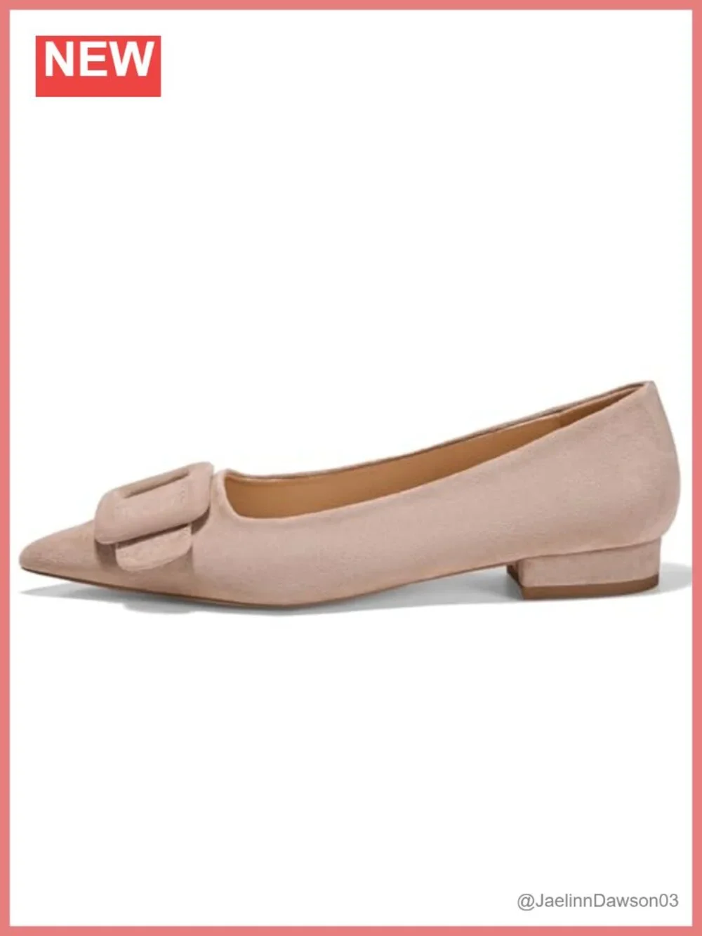 Lambskin Leather Insole Square Buckle Flats Slip On Pointed Toe Women's Shoes
